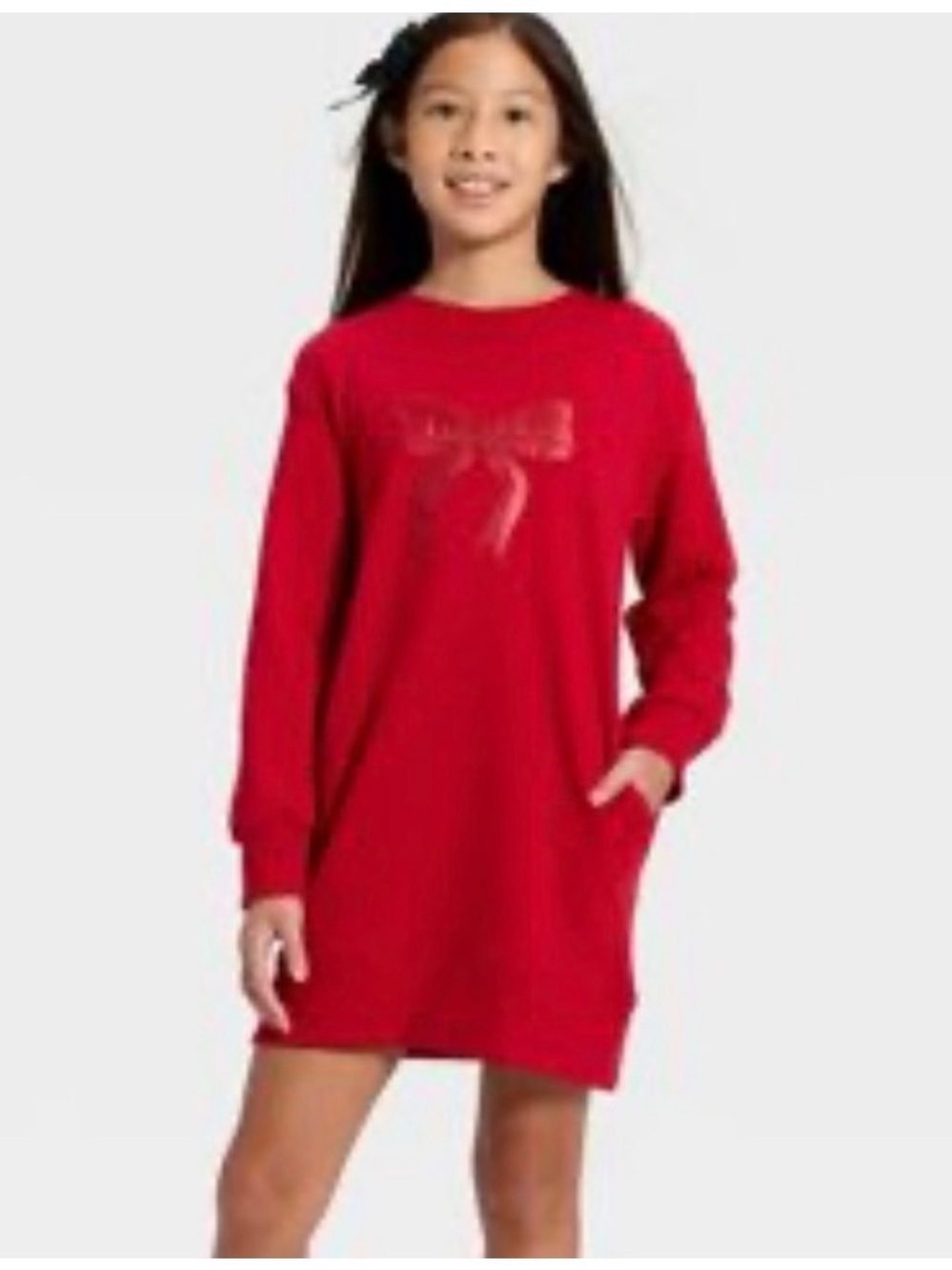 Cat & Jack Red Long-Sleeve French Terry Sweatshirt Dress size 8